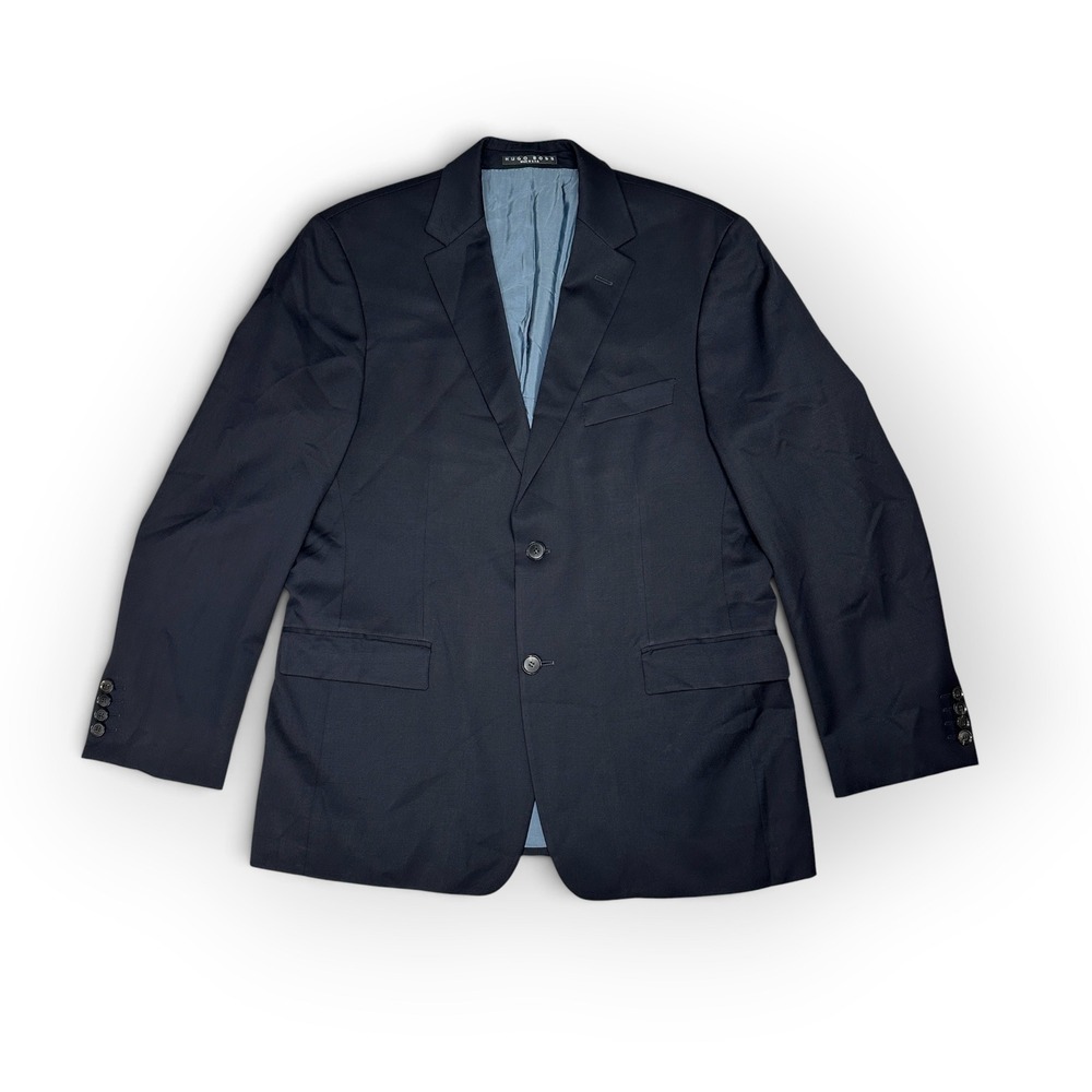 Hugo Boss Mens Navy Blue Super 100 Virgin Wool Two Button Blazer Jacket 42R
